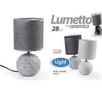 LAMPADA LUMETTO ABAT JOUR BASE CERAMICA DA TAVOLO COMODINO E14 ELEGANTE 25 cm [EEK: A+++]