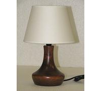 Lampada lumetto abat jour da comodino fiaschetta in legno tornito con paralume; produzione propria, made in Italy (noce)