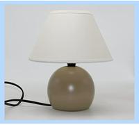 Lampada lumetto abat jour da comodino sfera in legno tornito con paralume; produzione propria, made in Italy (tortora)