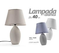 LAMPADA LUMETTO ABAT JOUR DA TAVOLO COMODINO BASE CERAMICA CLASSICO MODERNA 40cm [EEK: A+++]