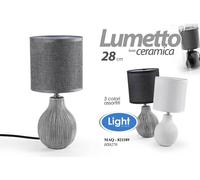LAMPADA LUMETTO ABAT JOUR DA TAVOLO COMODINO BASE CERAMICA E 14 DECOR GOCC 27cm [EEK: A+++]