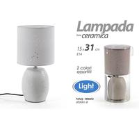 LAMPADA LUMETTO ABAT JOUR DA TAVOLO COMODINO BASE CERAMICA E 14 TRAFORATA 3115 [EEK: A+++]