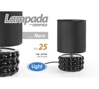 LAMPADA LUMETTO ABAT JOUR DA TAVOLO COMODINO E14 BASE CERAMICA NERO LUX 2515 [EEK: A+++]