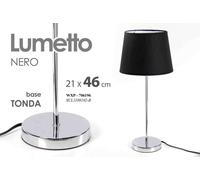 LAMPADA LUMETTO ABAT JOUR DA TAVOLO COMODINO NERO METALLO BASE TONDA 46 CM [EEK: 10 stelle]