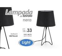 LAMPADA LUMETTO ABAT JOUR DA TAVOLO COMODINO PIANTANA METALLO MODERNA NERA 3318 [EEK: A+++]