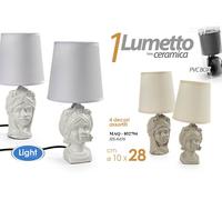LAMPADA LUMETTO ABAT JOUR DA TAVOLO COMODINO TESTA DI MORO UOMO DONNA ASS 28 cm