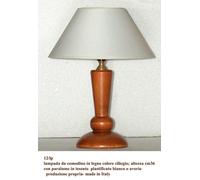 Lampada lumetto abat jour legno colore ciliegio paralume tessuto made in Italy