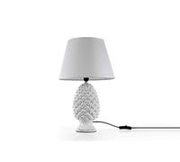 Lampada lumetto forma pigna con base in ceramica colore bianco cappa bianca 36CM cm attacco lampada E14 TOR-830648
