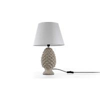 Lampada lumetto forma pigna con base in ceramica colore tortora cappa bianca 36CM cm attacco lampada E14 TOR-830662