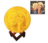 Lampada Luna personalizzata 3D con la tua foto e il tuo Testo USB Ricaricabile 16 colori Telecomando e Touch Controller, Regali per Cmpleanno, Anniversario, Natale Moon Light Lamp Diametro 20CM