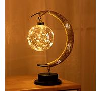 Lampada lunare incantata luce notturna a batteria, luce solare e stella con Sepak Takraw penzolante romantico rattan per bambini compleanno fatto a mano corda di canapa in ferro lampada da notte per
