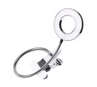 Lampada Manicure LED da Tavolo Pieghevole USB, Luce Fredda | Alluminio e Piastra Guida Luce Satinata, Collo Regolabile, Base a Clip, Argento, 1 Pezzo
