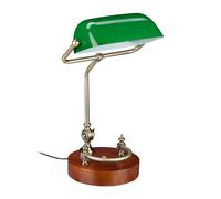 Lampada Ministeriale con Paralume Orientabile in Vetro e Base in Legno Luce