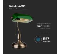 Lampada da Tavolo Stile Vintage V-TAC E27 IP20 Base Metallo Paralume Vetro Verde