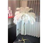 Lampada moderna di lusso in piuma di struzzo elegante base in resina con paralume in struzzo naturale, ideale per salotto, camera da letto, soggiorno, decorazione, 110 cm x 170 cm