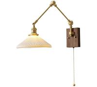 Lampada murale Luci da parete in ottone giapponese braccio oscillante interno regolabile con camera da letto in ceramica bianca da letto per letto lampada da lettura per appuntamento con appunti