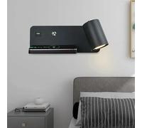 Lampada muro, Lampada da parete for interni con ricarica wireless, applique interruttore USB GU10 5 W, for camera letto, sala lettura, illuminazione interna moderna, decorazione(Black right)