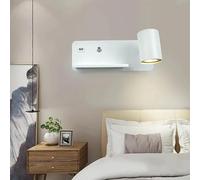 Lampada muro, Lampada da parete for interni con ricarica wireless, applique interruttore USB GU10 5 W, for camera letto, sala lettura, illuminazione interna moderna, decorazione(White right)