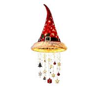 Lampada natalizia da appendere, 50 cm, cappello di Natale, in tessuto | Decorazione a LED calda con cappello di Babbo Natale con finiture in peluche, luce da appendere al soffitto, veranda, patio