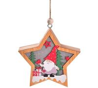 Lampada natalizia in legno con un folletto e un regalo di Natale