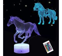 Lampada notturna 3D a forma di cavallo, 3 modelli con telecomando, 16 colori, luce notturna a LED, illusione, per casa, ufficio, decorazione regalo