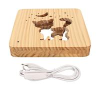 Lampada notturna a forma di gatto in legno 3D, luce LED morbida bianco caldo, design cavo con illuminazione a 360 gradi, lampada in legno alimentata tramite USB per la decorazione