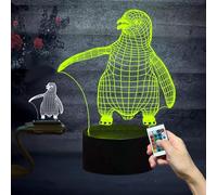 Lampada notturna a LED con illusione 3D a forma di pinguino, luce notturna a LED con base luminosa, telecomando Smart Touch, cavo USB, lampada da scri