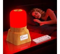 Lampada notturna a luce rossa per dormire, lampada da scrivania con lunghezza d'onda 670 nm, telecomando touch, luce rossa per dormire, sostenuta dalla scienza, per rilassamento profondo, viaggi