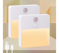 Lampada Notturna LED Con Sensore Di Movimento Interno Batteria USB Ricaricabile 3 (AUTO/SPENTO/ON) Luce Per Corridoio Scale Camera Cameretta Bianco Caldo (2 Pezzi)