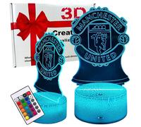 Lampada notturna per bambini con stemma del Manchester United, 16 LED 3D e telec
