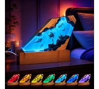 Lampada Oceano Resina Epossidica, Luce Notturna RGB Dimmerabile Base Legno | 3D Lampada Tavolo Acrilico Infrangibile Sub Tortuga Decorazione Mare Regalo Amanti dell'Oceano