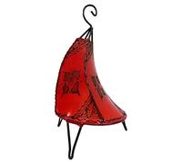 Lampada orientale da terra, lampada marocchina, in pelle, stile orientale, 40 cm, colore rosso