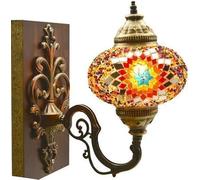 Lampada orientale - Lampada da parete - Lampada a mosaico - Lampada turca - Lampada marocchina - Ø 13 cm - Altezza 28 cm - Fatto a mano - Autentico - Giallo e Marrone