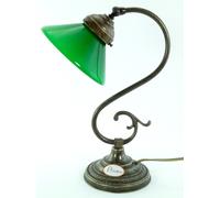 Lampada ottone brunito,lampade tavolo,studio stile ministeriale vetro verde s25
