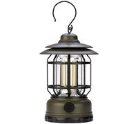POLY POOL - PP3115 Lampada LED Ricaricabile da Esterno Design Retrò - Luce Campeggio Outdoor Multiuso 300lm Dimmerabile - Lampada Emergenza Portatile con Gancio per Tenda - Lampada LED Made in Italy