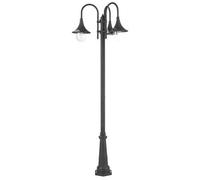 Palo Da Esterno H230Cm Lampara Alluminio E Termoplastica Nero 3 Luci E27