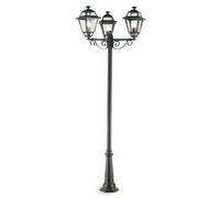 Palo Da Esterno Contemporaneo 250Cm Elegance Alluminio E Vetro Grigio 3 Luci E27