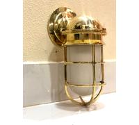 Lampada paratia Oceanic Replica Brass Swan - Apparecchio da parete in vetro b...