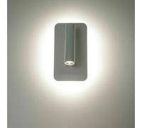 Lampada parete applique doppio LED 6W comodino alluminio bianco 19x10cm