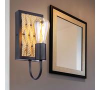 Lampada Parete Braun Verso L'Alto Rettangolare, Nero Opaco Corda Canapa [EEK: Non valutato]