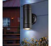 Lampada Parete Casa Applique da 2 Fiamma Up & Down Terrazza Nero GU10 [EEK: Non valutato]