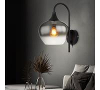 Lampada Parete da Camera Letto Nero E27 Vetro Fumé Pavimento H 32cm [EEK: Non valutato]