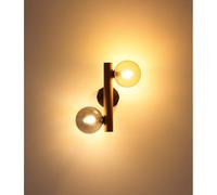 Lampada Parete da Corridoio Metallo Legno Nero Ottica Sfera di Vetro H 32 CM [EEK: Non valutato]