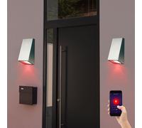 Lampada Parete da Esterno Giardino Argento LED RGB Smart App Regolatore 2er Set [EEK: G]