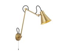 Lampada Parete da Scrivania Interruttore H: Max. 58 CM E27 IN Ottone Regolabile