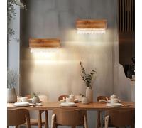 Lampada Parete di Legno Kristallleuchte Casa Campagna Braun da Corridoio LED 2er [EEK: E]