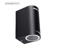 Lampada Parete Esterna 2 Luci GU10 Nero Alluminio IP44 150mm
