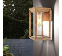 Lampada Parete Esterna Apparecchio Facciata 1x E27 Alluminio Simil Legno Chiaro [EEK: Inaditato]