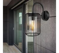 Lampada Parete Esterna Lampada Patio Acciaio Inox 1 Fiamma E27 Gabbia Nero [EEK: E]