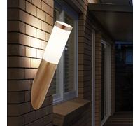 Lampada Parete Esterna Simil Legno Fiaccola Acciaio Inox da Giardino 1 Fiamma H [EEK: Non valutato]